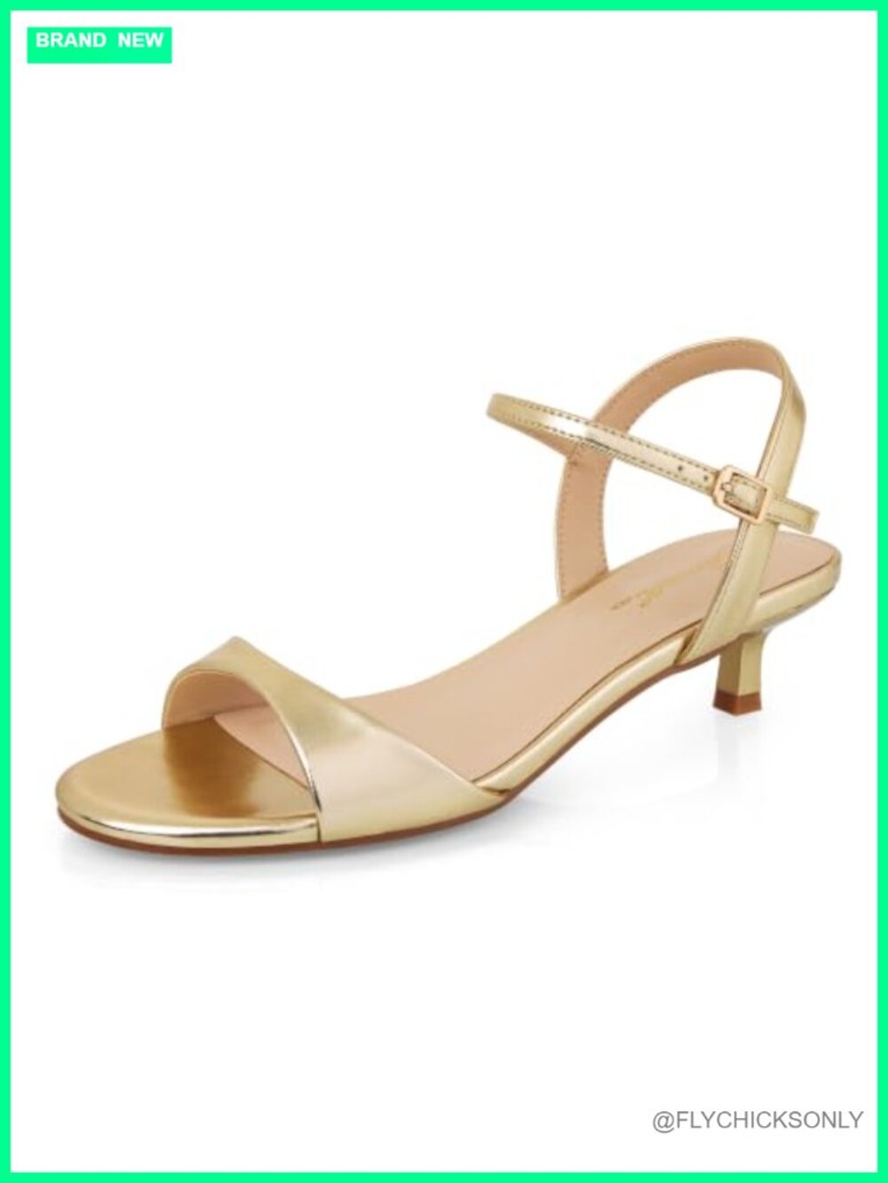 Kitten Heels Strappy Sandals Open Toe Low Heel Ankle Strap Dress Shoes